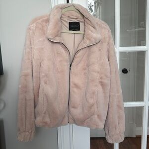 Sanctuary Faux Fur Pink/Blush jacket SZ L NWOT